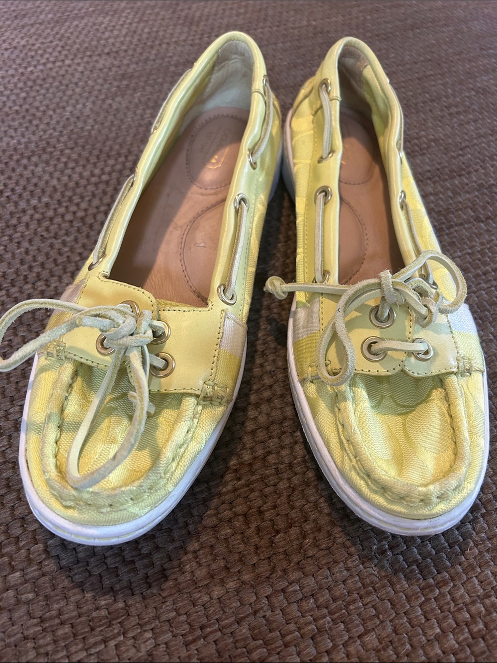 Coach Girls' Yellow Slip-On Moccasin Boat Shoes